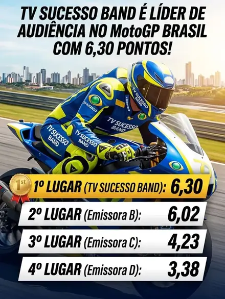 TV Sucesso Band, líder de audiência no MotoGP Brasil com 6,30 pontos